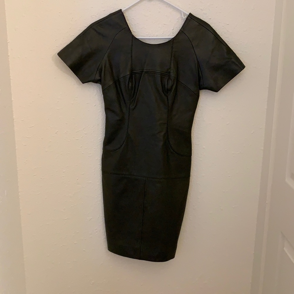 REISS Green Leather Dress